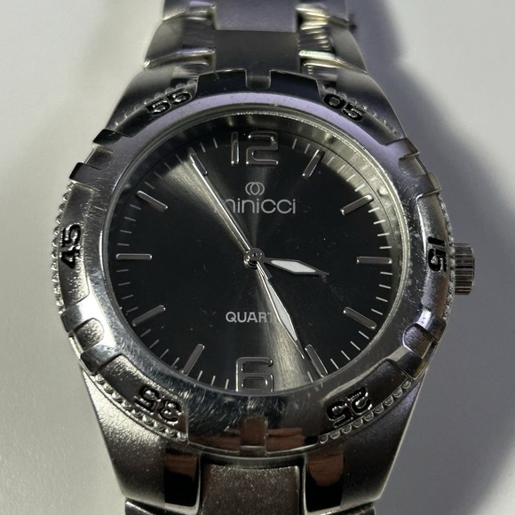 Minicci Men's Quartz Watch Black Dial Silver Tone Stainless Steel – Not Tested - Picture 6 of 7